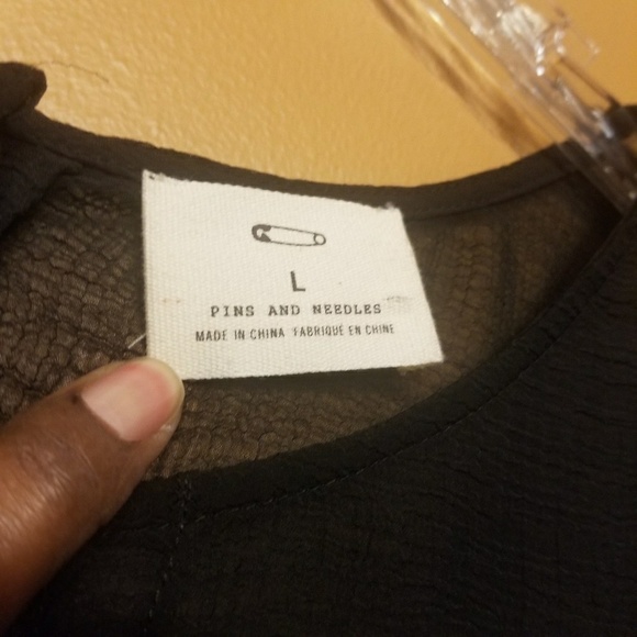 Urban Outfitters | Women's Pin & Needles Black Sheer Blouse (Size Large) - Picture 2 of 8